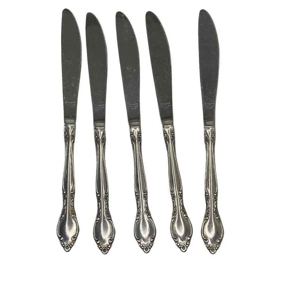 Vintage Imperial NORMANDY Stainless Flatware Knives 5 Pieces